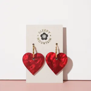 Heart Hoop Earrings in Love Potion