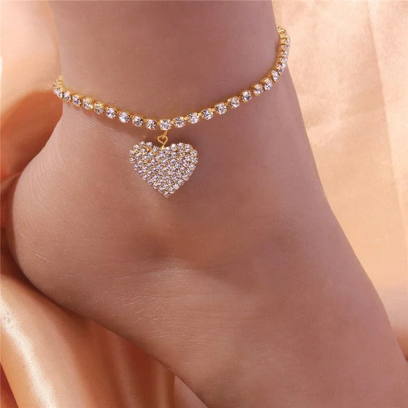 Huitan Rhinestone Chain Women Anklets