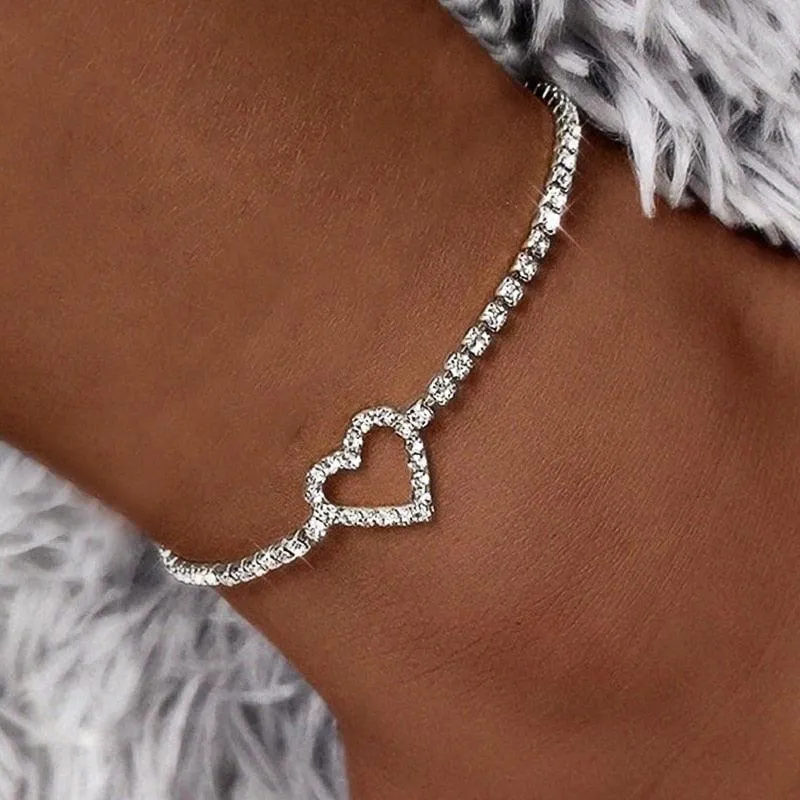 Huitan Rhinestone Chain Women Anklets