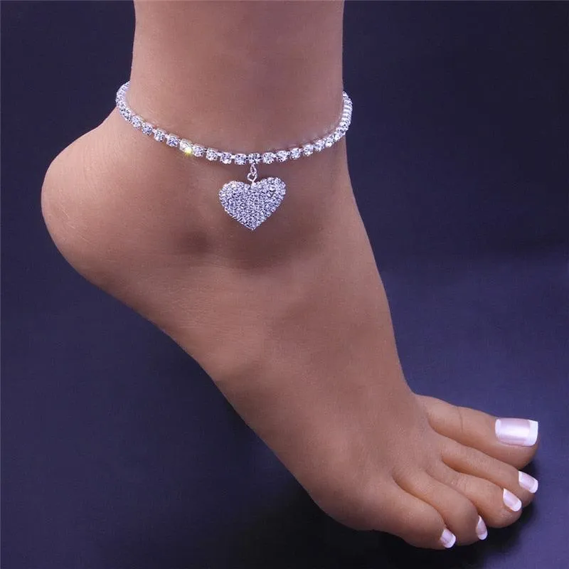 Huitan Rhinestone Chain Women Anklets