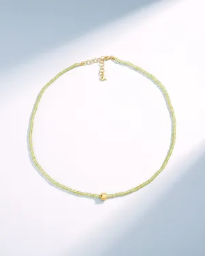 Infinite Beaded Peridot & Mini Golden Rondelle Necklace