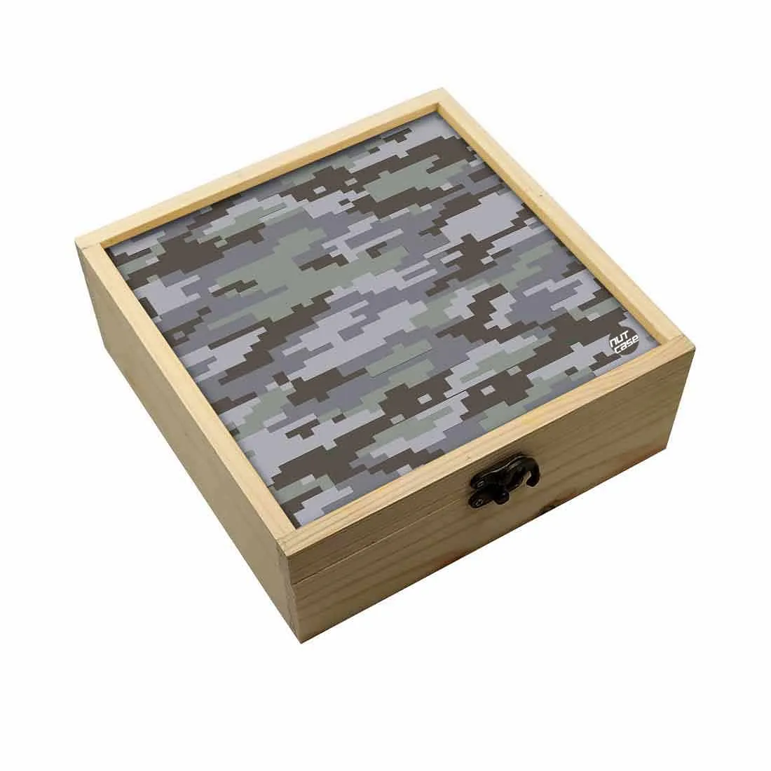 Jewellery Box Wooden Jewelry Organizer -  Gray Army Camouflage