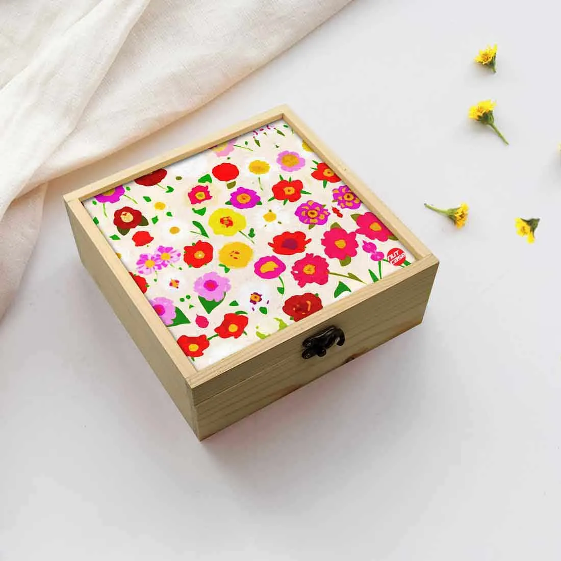 Jewellery Box Wooden Jewelry Organizer -  Red Flower