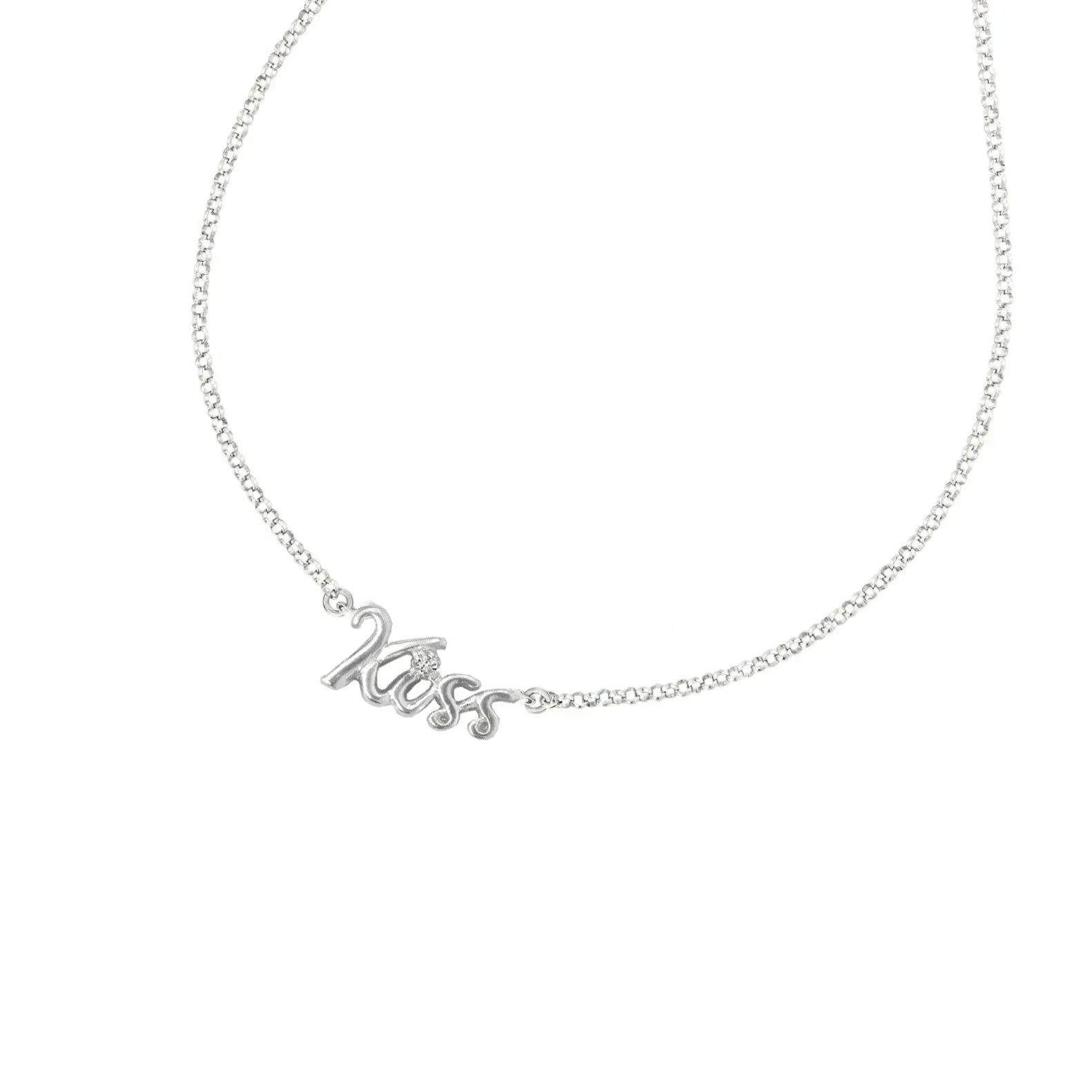 'Kiss' White Sapphire Luscious Letters Pendant