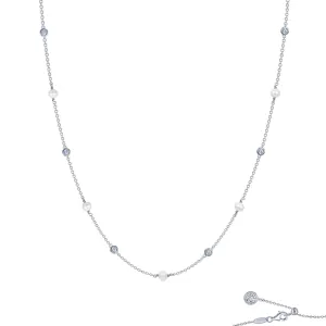 Lafonn Necklace With Simulated Station Diamond With CFW Pearl 18"