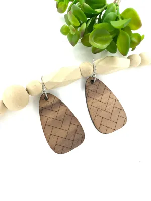 Large Brown Herringbone Earrings, Trendy Lightweight Earrings, Boho Jewelry, Thank You Gift for Teacher, Jewelry for Gift Basket