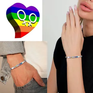 LGBT Rainbow Bangles Bracelet Cuff Pride Jewelry for Men Women Stainless Steel