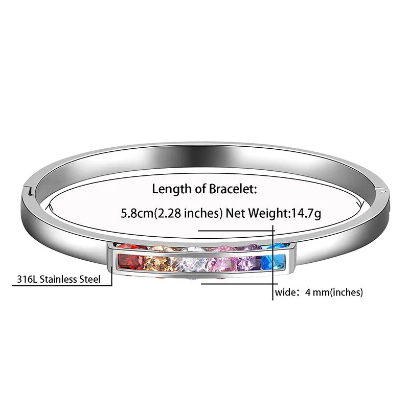 LGBT Rainbow Bangles Bracelet Cuff Pride Jewelry for Men Women Stainless Steel