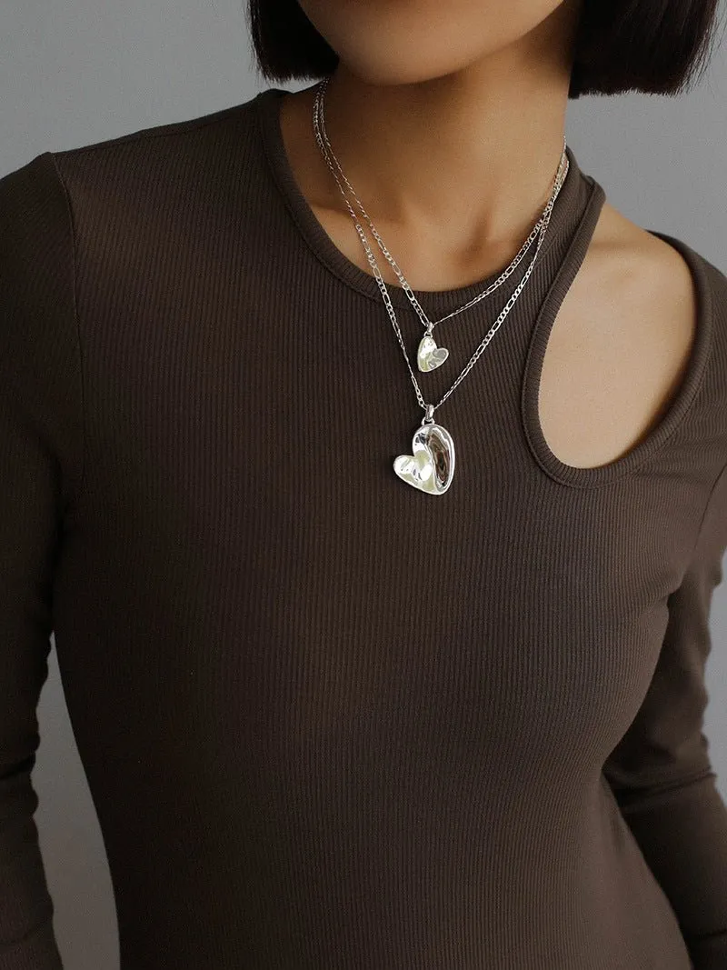 Metal Style Versatile Heart Pendant Necklace