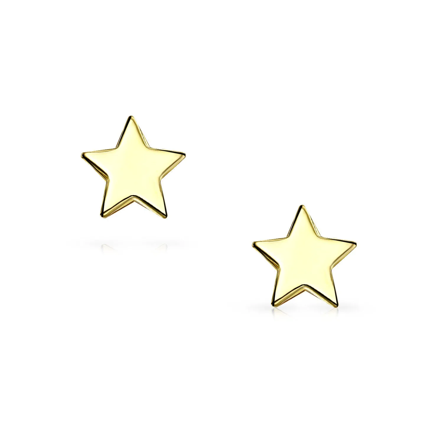 Minimalist 14K Gold Celestial Star Stud Earrings - USA Patriotic Rock Star Design