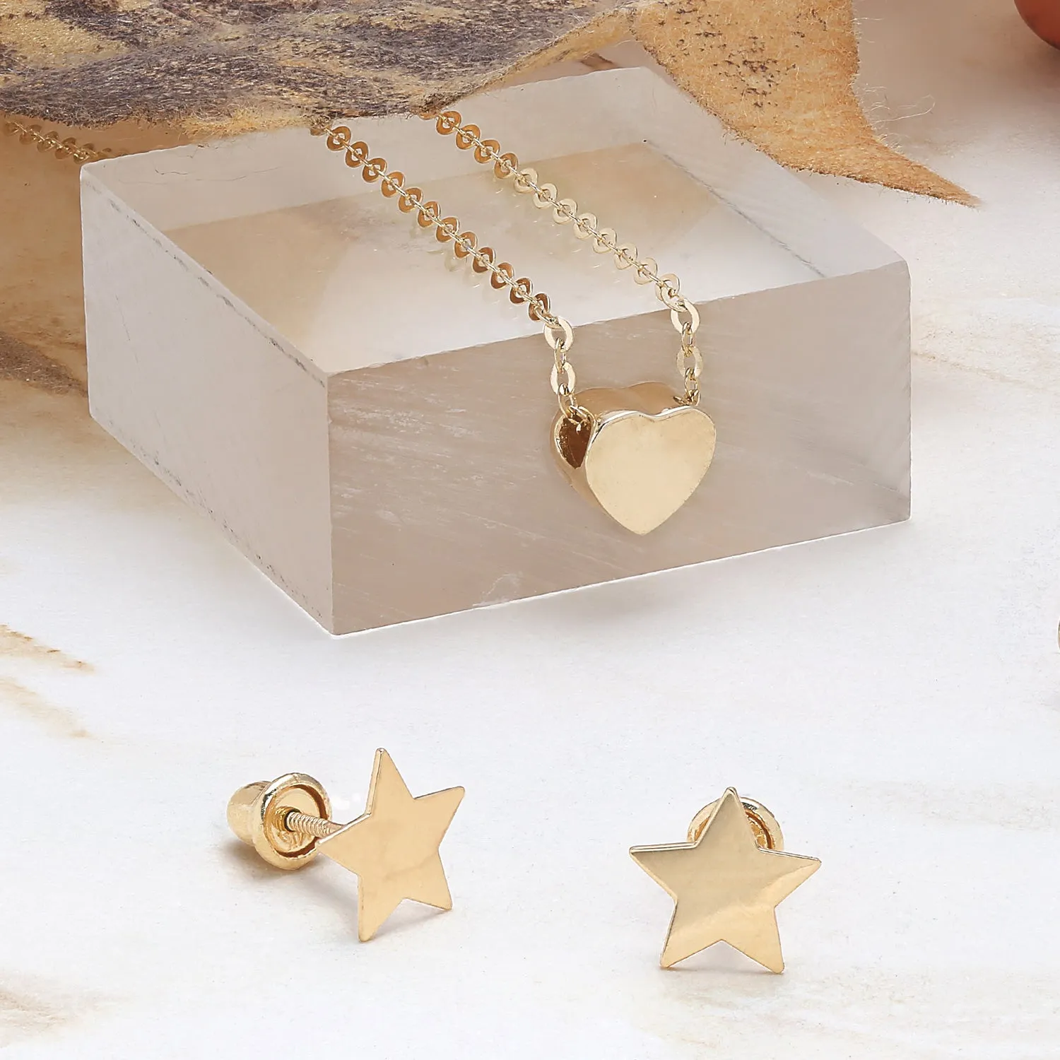 Minimalist 14K Gold Celestial Star Stud Earrings - USA Patriotic Rock Star Design