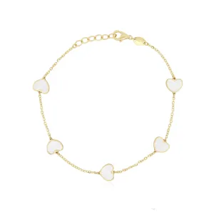 Mother of Pearl Heart Station Bracelet