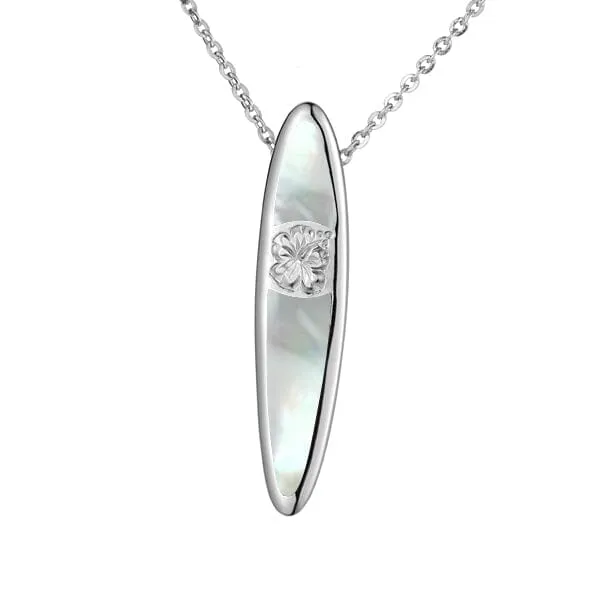 Mother of Pearl Hibiscus Surfboard Pendant