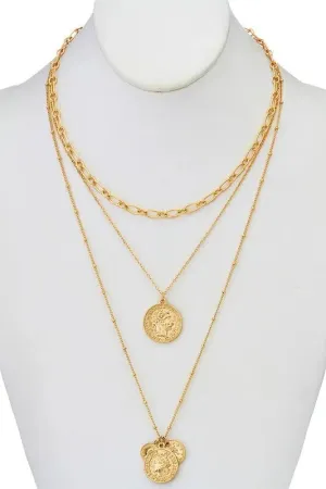 Multi-Layered Coin Pendant Necklace