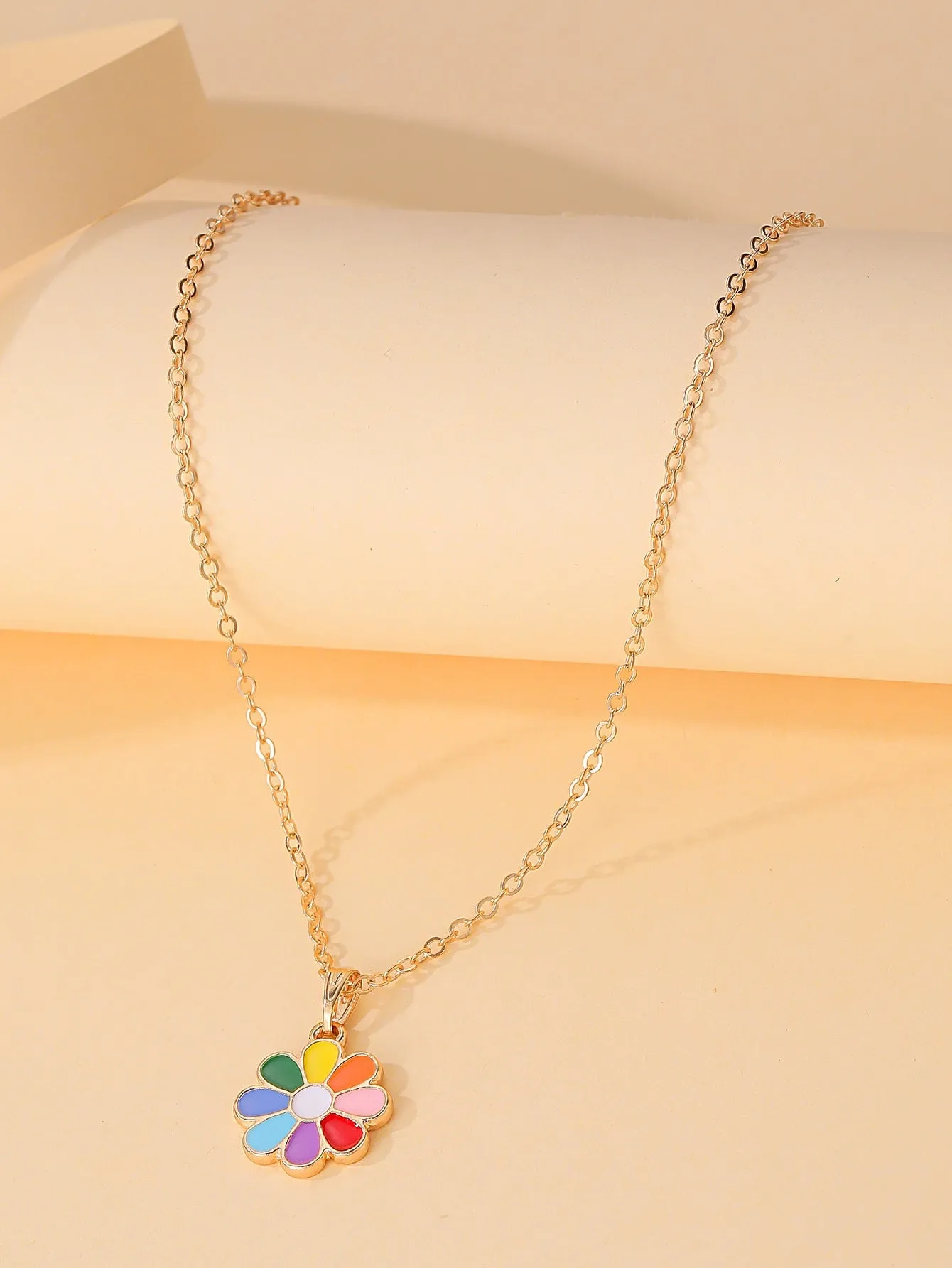 Multicolor Petals Flower Pendant Necklace for Women Girls Accessories Jewelry