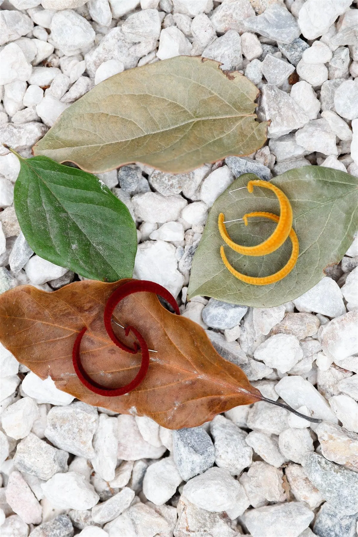 Mustard Velvet Covered Flat Hoop Earrings