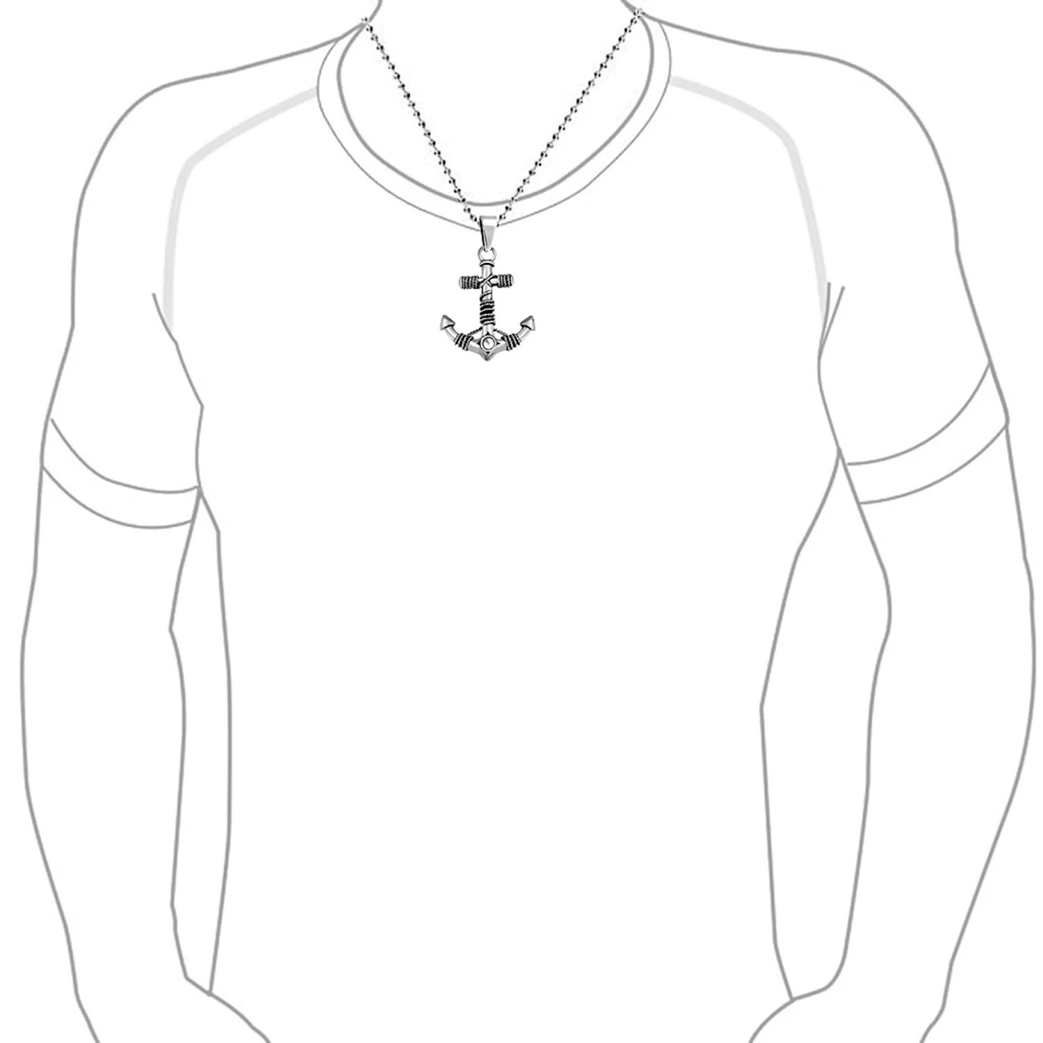 Nautical Anchor Pendant Necklace for Men Black Oxidized Stainless Steel Chain