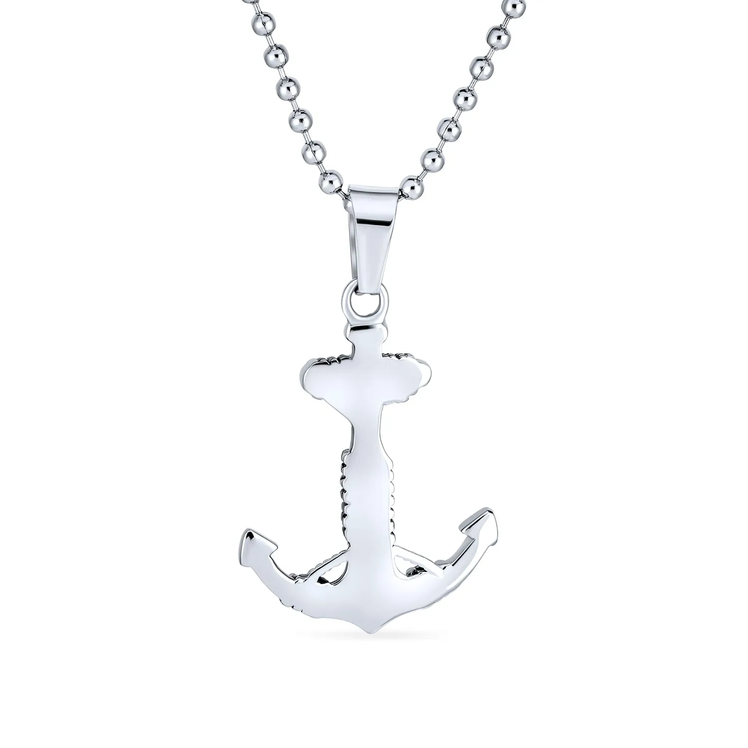 Nautical Anchor Pendant Necklace for Men Black Oxidized Stainless Steel Chain