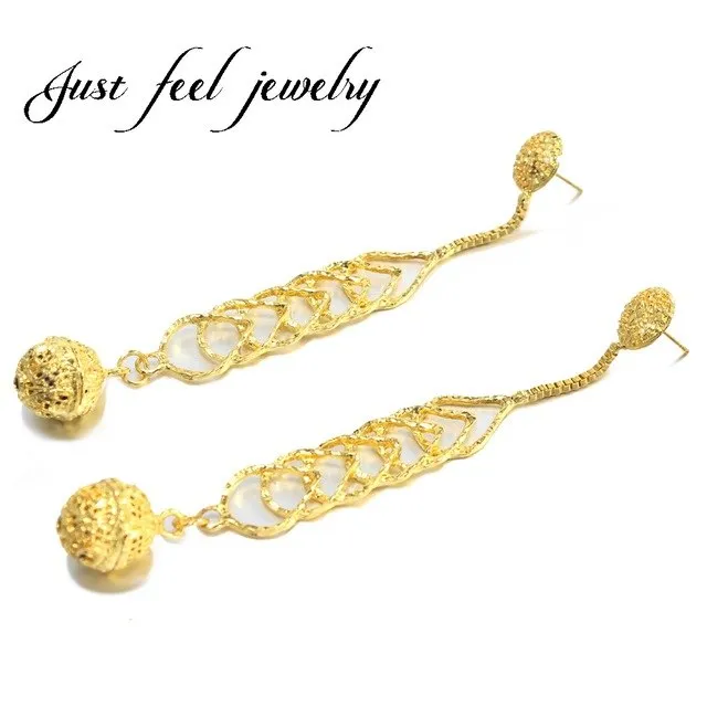 New Nigerian Gold Color Geometric Drop Earrings African Style Wedding Tassel Earrings