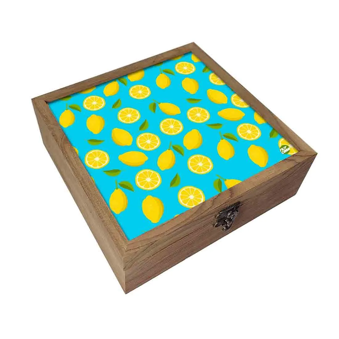 Nutcase Designer Storage Box for Jewellery Wooden - Unique Gifts - Lime Lemon Pattern