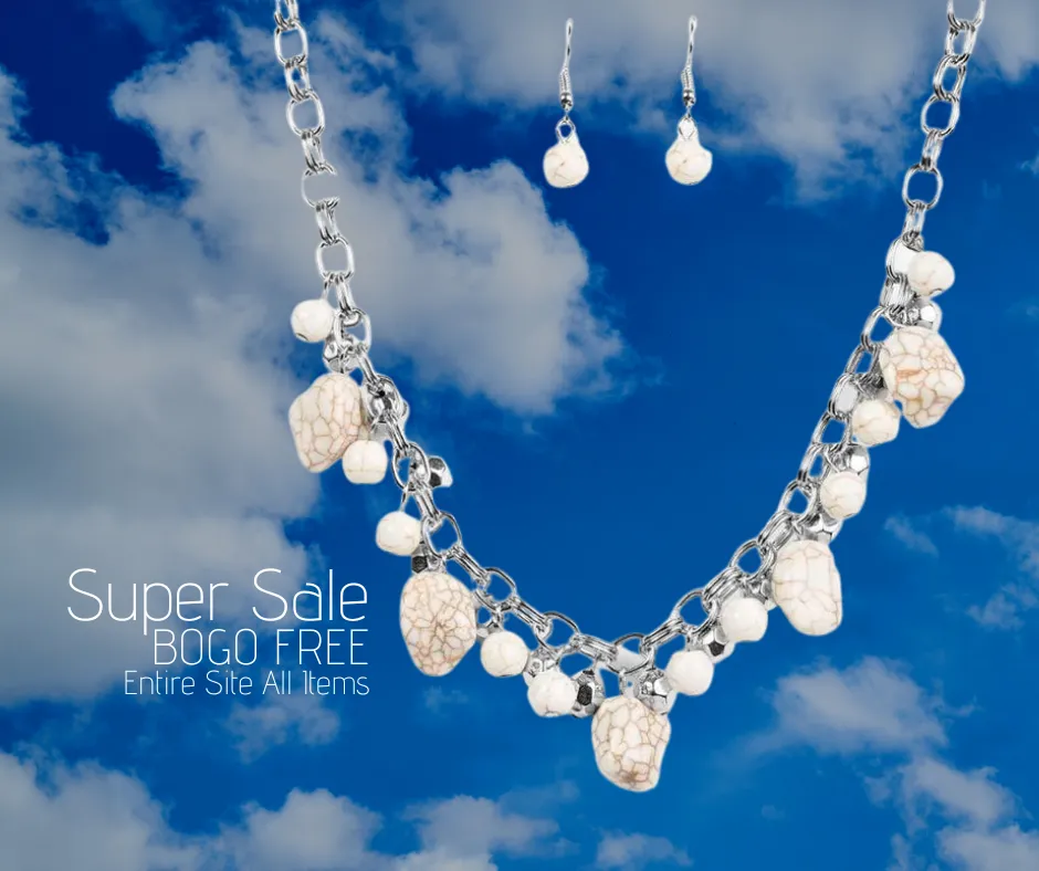 Paleo Princess White Stone Pebble Necklace