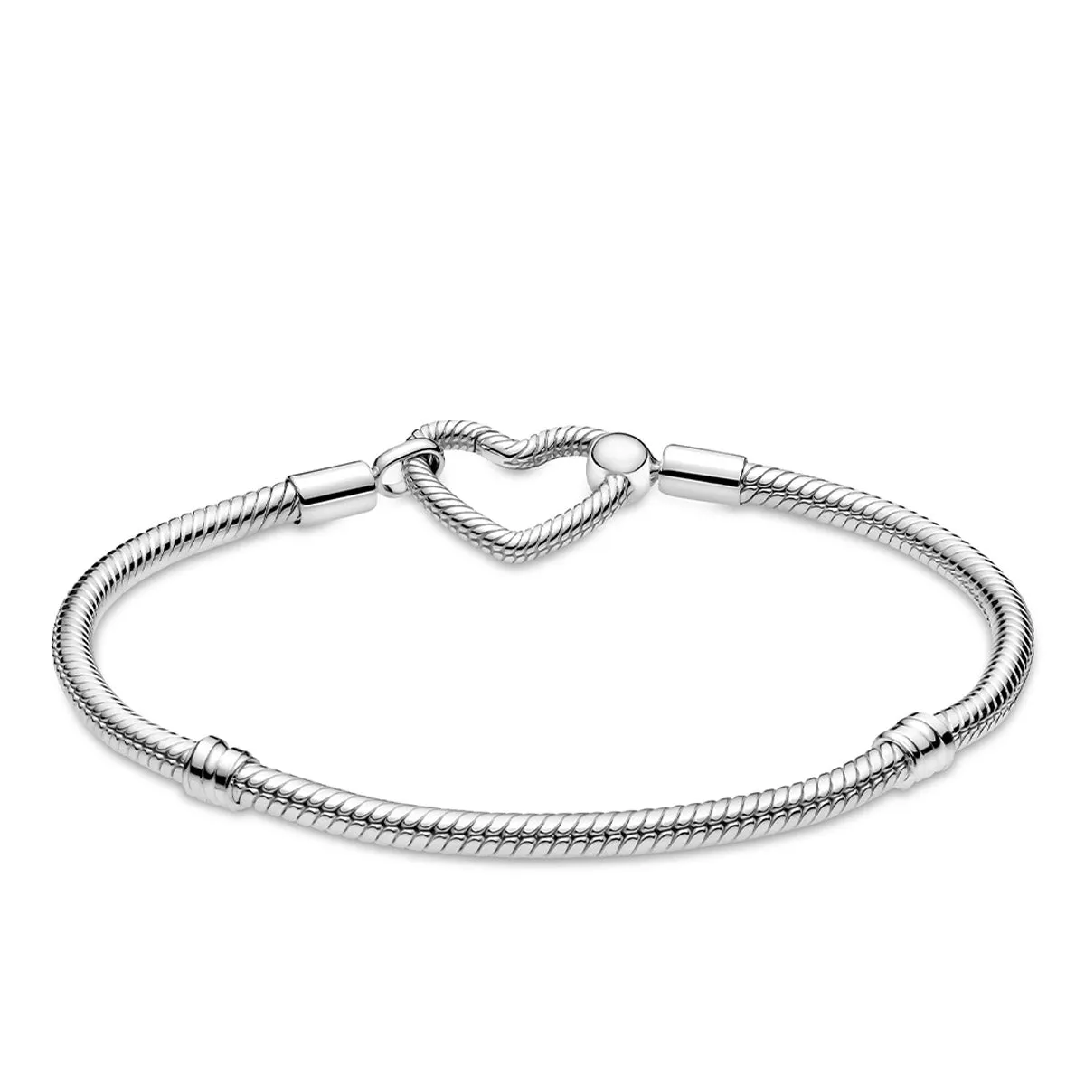 Pandora Moments Heart Closure Snake Chain Bracelet