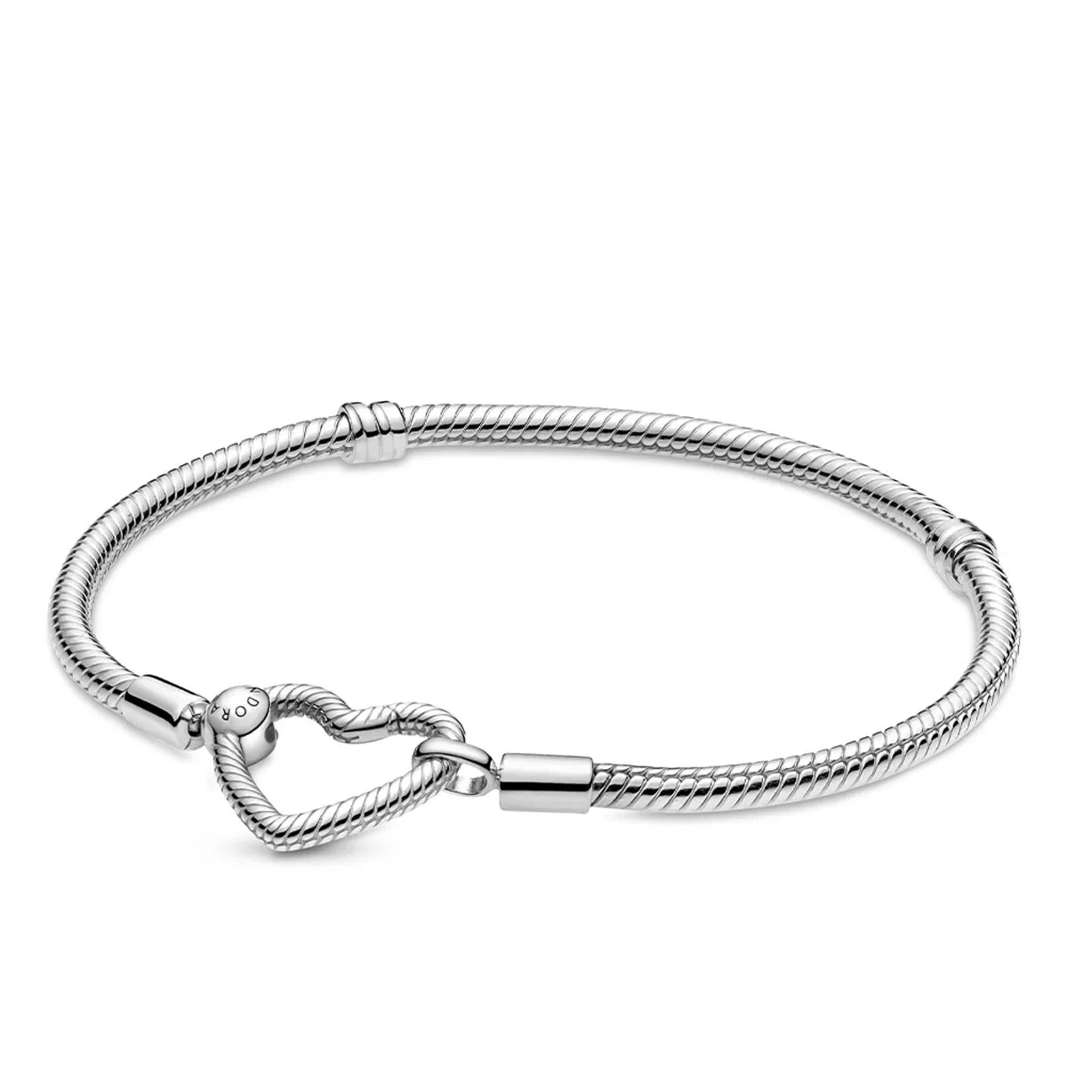 Pandora Moments Heart Closure Snake Chain Bracelet