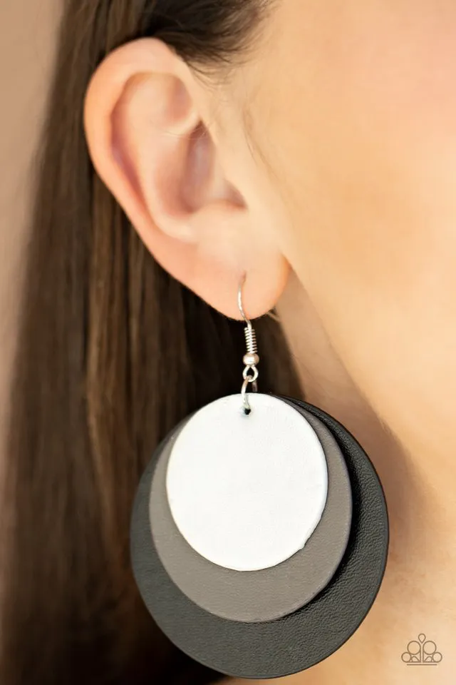 Paparazzi Earring ~ LEATHER Forecast - Black