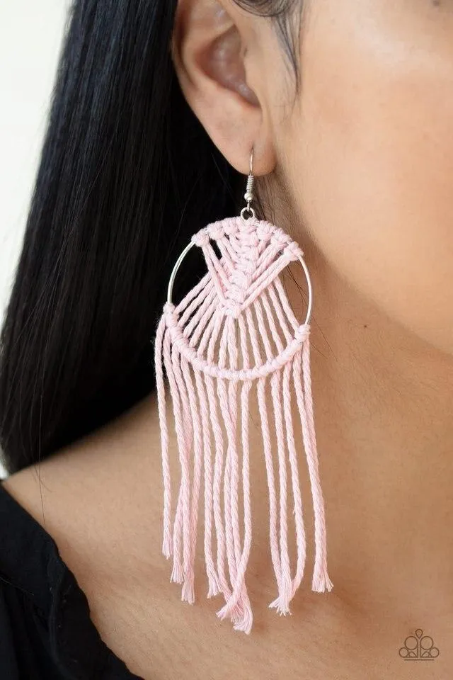 Paparazzi Earring ~ MACRAME, Myself, and I - Pink