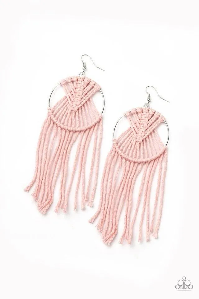 Paparazzi Earring ~ MACRAME, Myself, and I - Pink