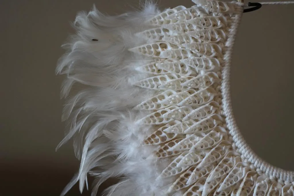 Papua Native Warrior necklace with white feathers and shells