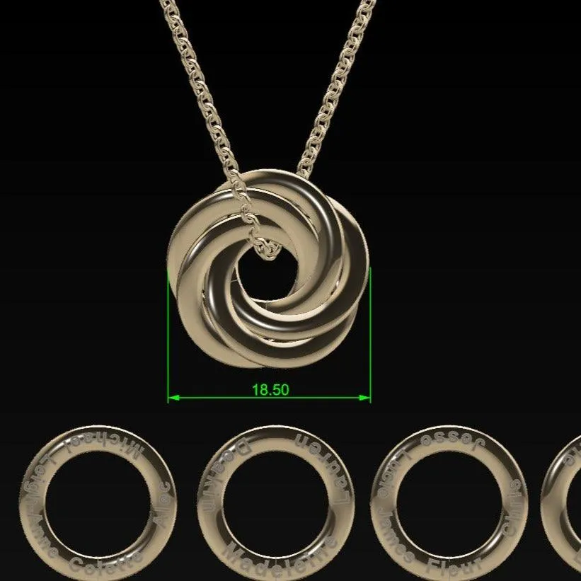 Personalized 5 Interlocking Rings Necklace