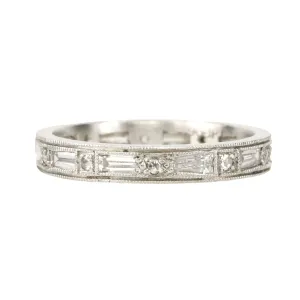 Platinum and Diamond Tapered Baguette Band