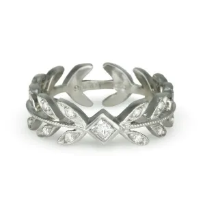 Platinum and Diamond Wheat Ring