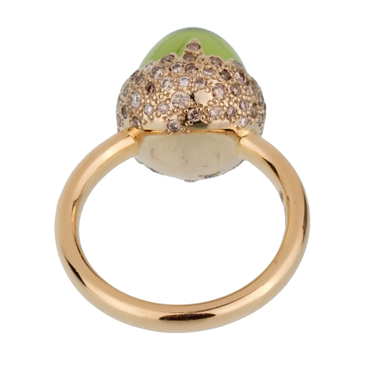 Pomellato Rose Gold 8 Carat Peridot Diamond Cocktail Ring Sz 6 1/2