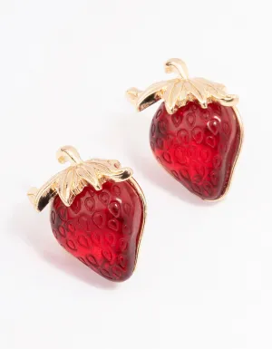 Red Strawberry Stud Earrings