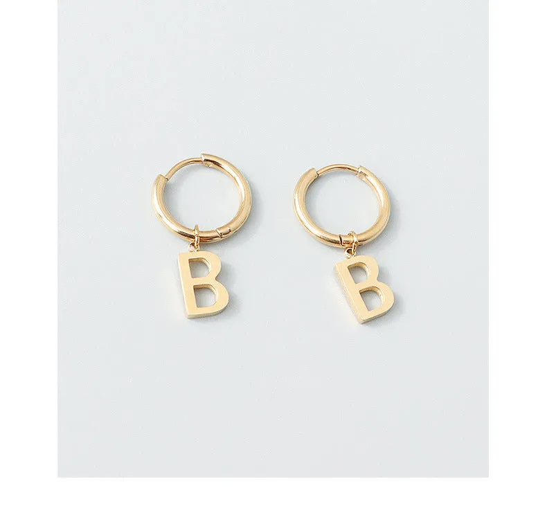 Retro Letter B Earrings - Trendy Titanium Steel Jewelry