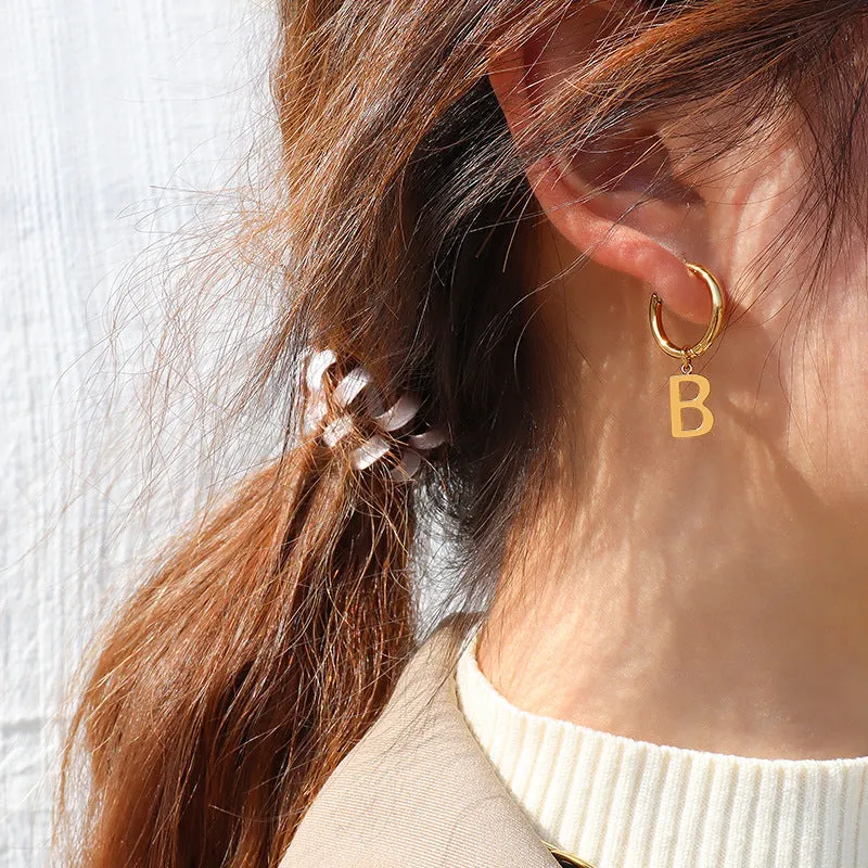 Retro Letter B Earrings - Trendy Titanium Steel Jewelry