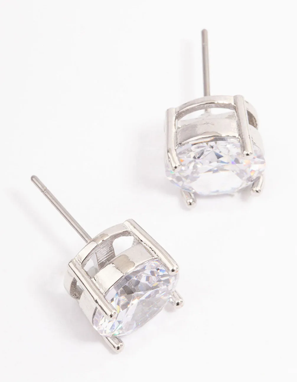 Rhodium Cubic Zirconia Round Statement Stud Earrings