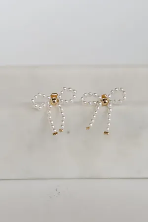 Rosie White Pearl Bow Earrings