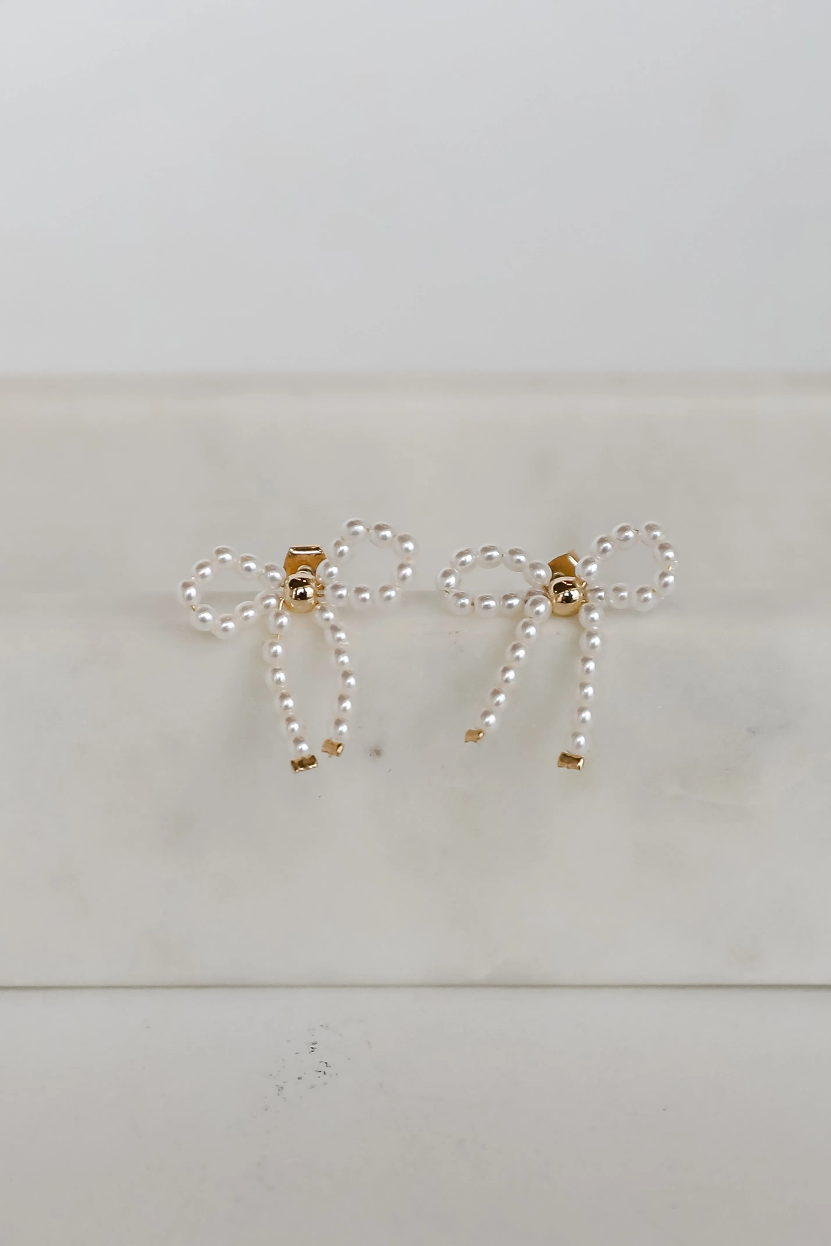 Rosie White Pearl Bow Earrings