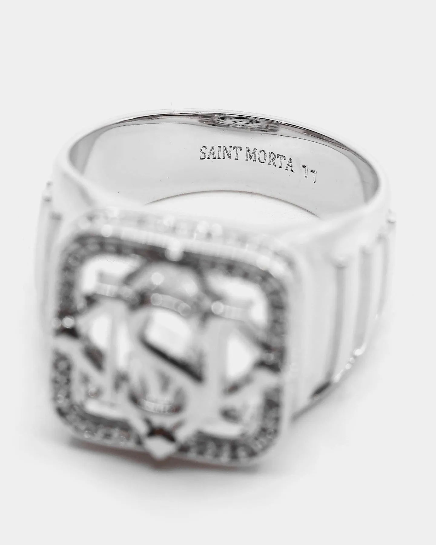 Saint Morta Men's Lineage Championship Ring Iced White Gold