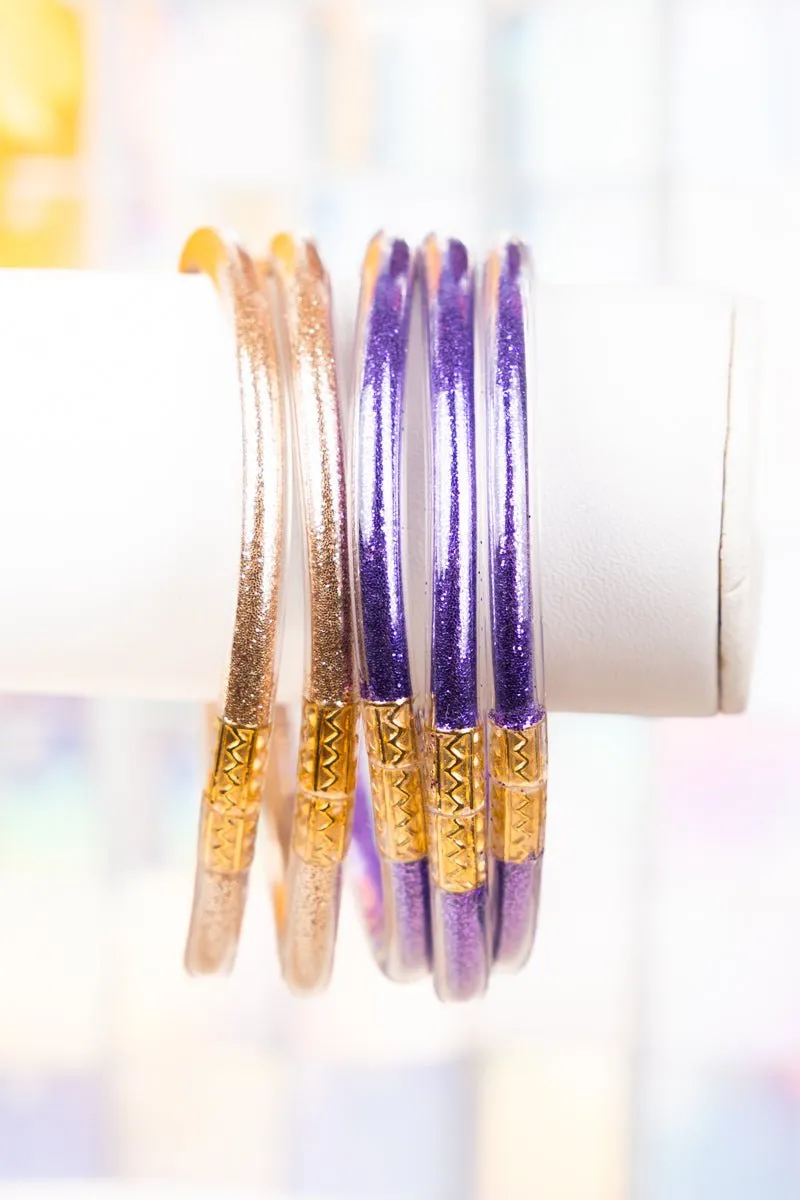 SALE 75% OFF! Refuse To Lose Purple and Gold Glitter Jelly Tube Bracelet Set