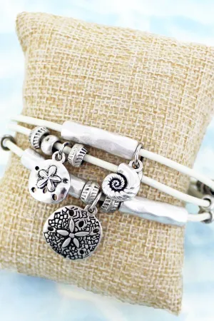 SALE! Sand Dollar Charm Ivory Cord Magnetic Bracelet