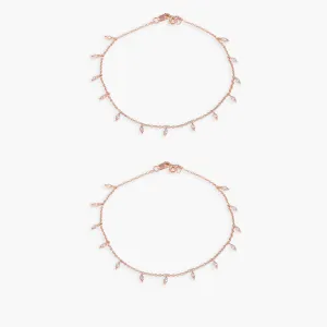 Selene Rose Gold CZ Silver Anklets