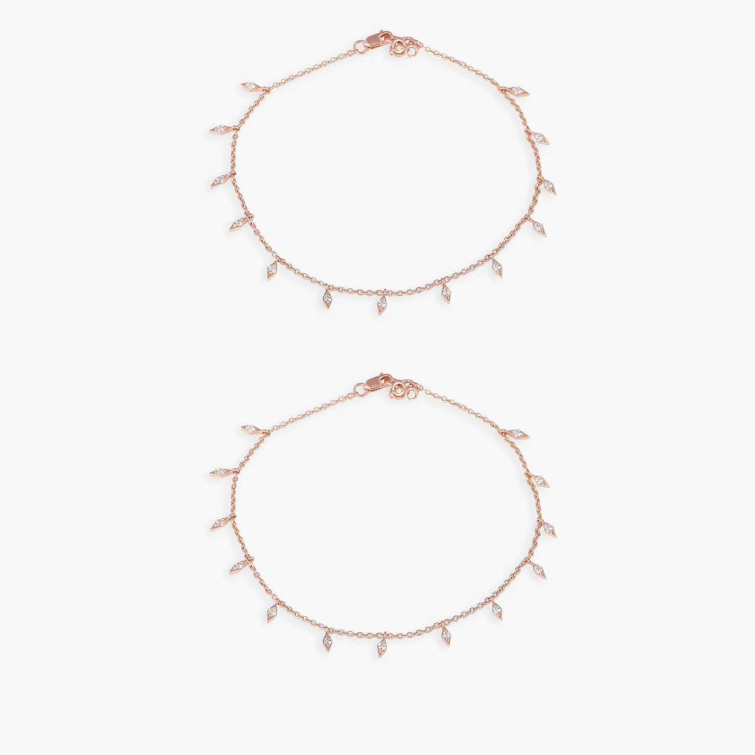 Selene Rose Gold CZ Silver Anklets