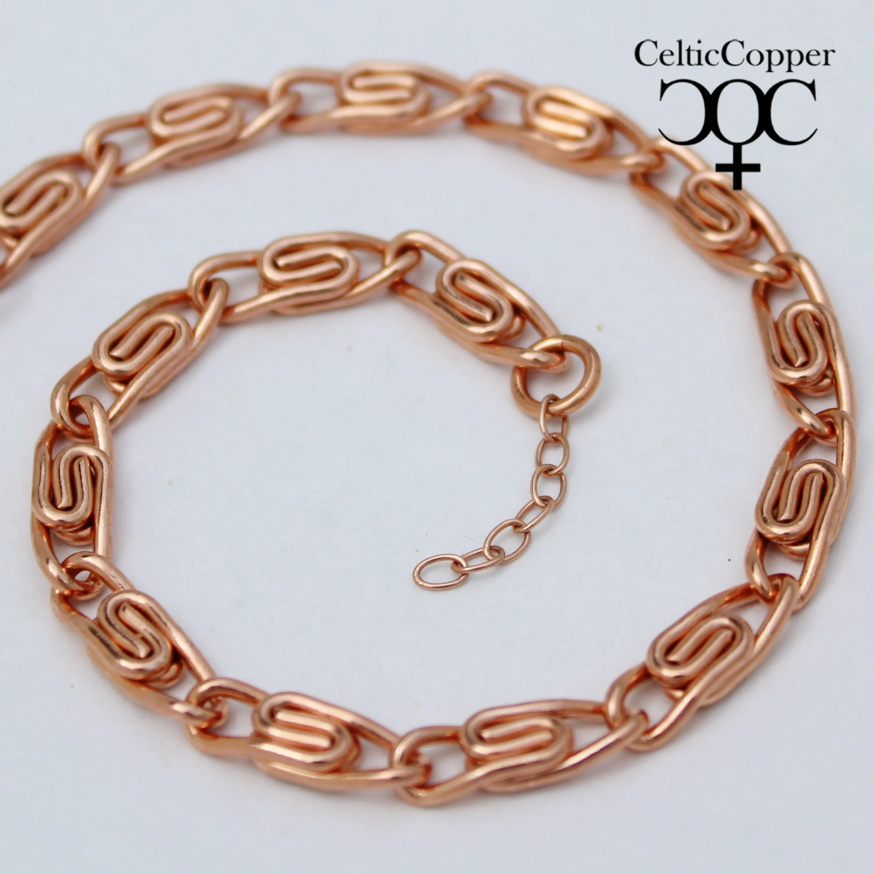 Set of 2 Solid Copper Anklet Chains AC66S Adjustable Medium 5mm Celtic Scroll Chain Copper Anklet Set