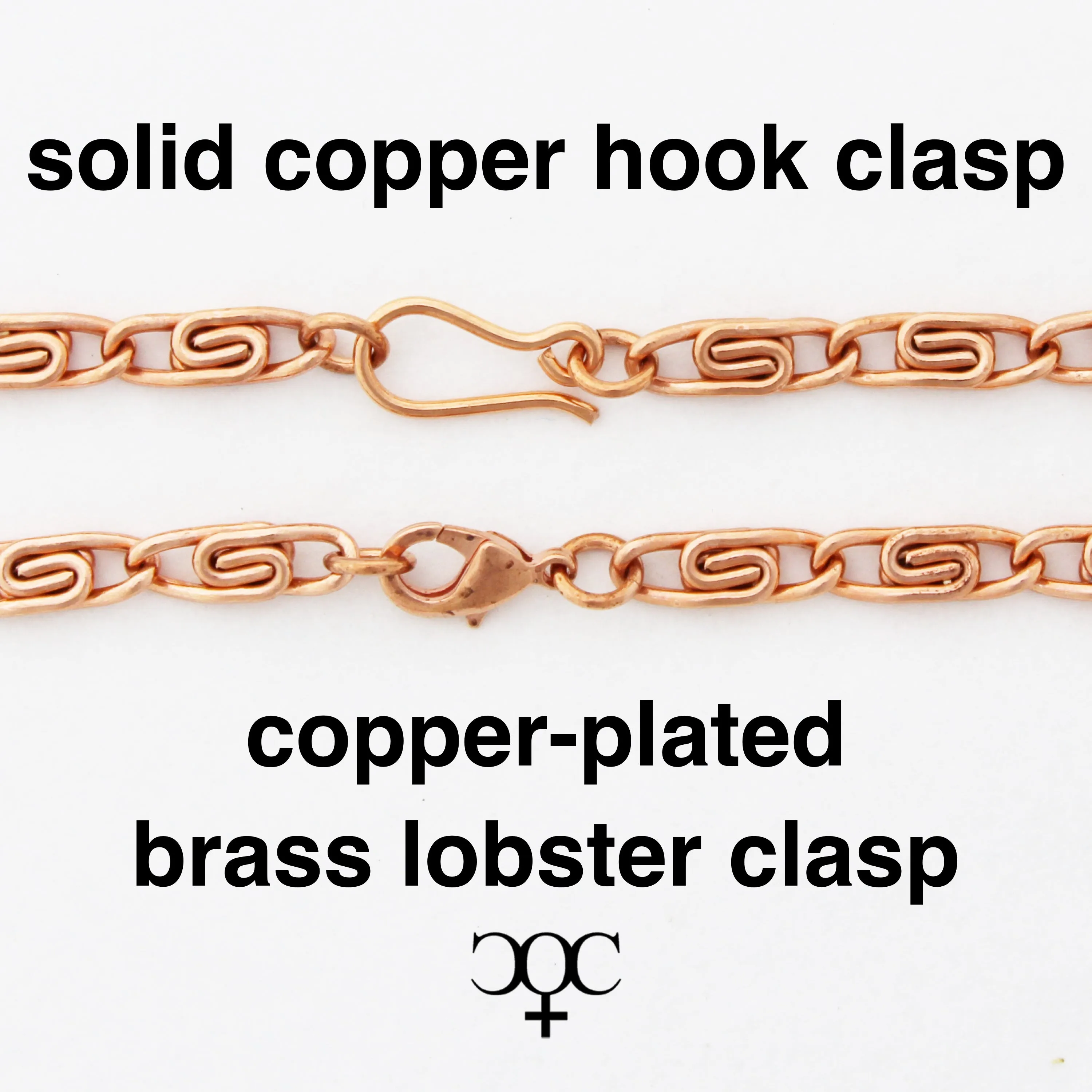 Set of 2 Solid Copper Anklet Chains AC66S Adjustable Medium 5mm Celtic Scroll Chain Copper Anklet Set