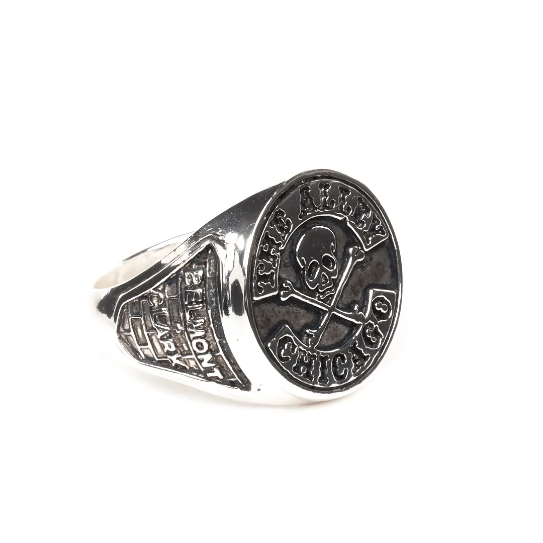 Silver Alley Logo Ring   Buffalo Nickel   Skull Bead