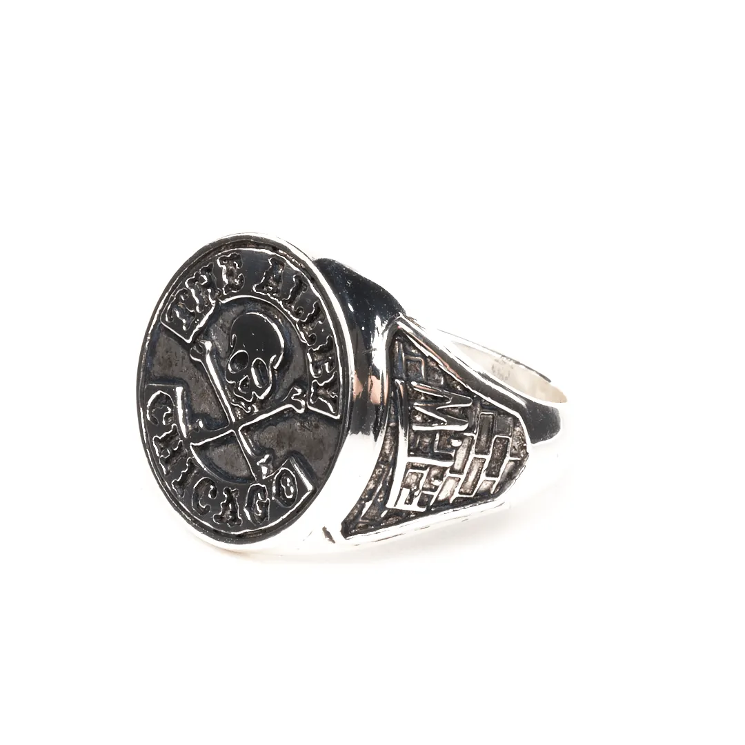 Silver Alley Logo Ring   Buffalo Nickel   Skull Bead